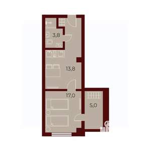 1-к квартира, вторичка, 40м2, 4/5 этаж