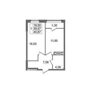 1-к квартира, вторичка, 41м2, 1/8 этаж