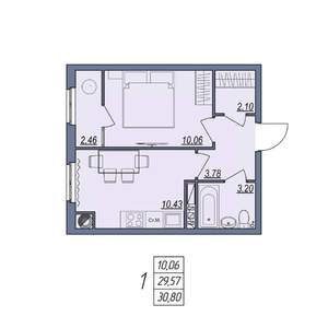 1-к квартира, вторичка, 31м2, 5/8 этаж