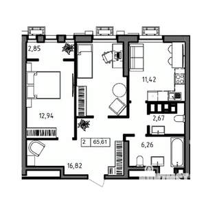 2-к квартира, вторичка, 66м2, 19/23 этаж