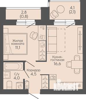 1-к квартира, вторичка, 39м2, 21/22 этаж