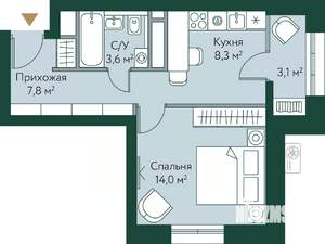 1-к квартира, вторичка, 37м2, 23/24 этаж