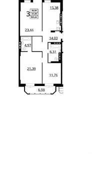 3-к квартира, сданный дом, 104м2, 6/7 этаж