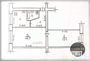 2-к квартира, вторичка, 43м2, 1/5 этаж