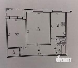 2-к квартира, вторичка, 51м2, 3/9 этаж
