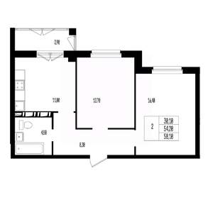 Студия квартира, вторичка, 58м2, 2/17 этаж