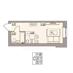 Студия квартира, вторичка, 20м2, 2/3 этаж