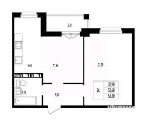 Студия квартира, вторичка, 56м2, 14/17 этаж