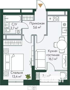 1-к квартира, вторичка, 41м2, 20/24 этаж
