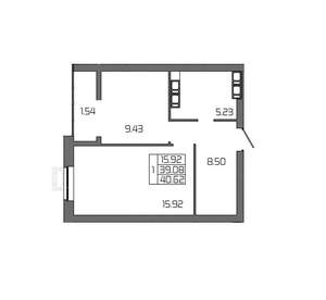 1-к квартира, вторичка, 41м2, 15/24 этаж