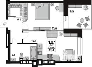 1-к квартира, вторичка, 41м2, 3/7 этаж
