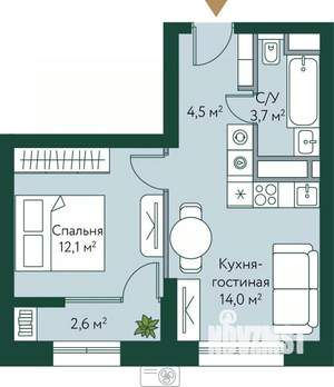 1-к квартира, вторичка, 37м2, 7/24 этаж