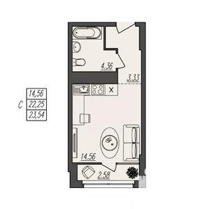 Студия квартира, вторичка, 24м2, 2/17 этаж