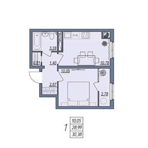 1-к квартира, вторичка, 30м2, 6/8 этаж