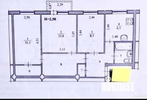 3-к квартира, вторичка, 55м2, 4/5 этаж