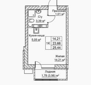 1-к квартира, вторичка, 25м2, 17/21 этаж