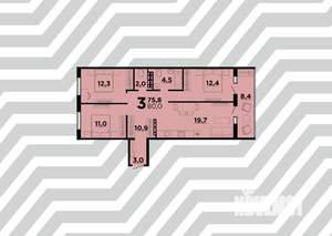 3-к квартира, строящийся дом, 80м2, 9/10 этаж