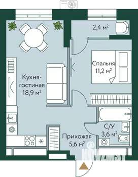 1-к квартира, вторичка, 42м2, 20/24 этаж