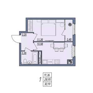 1-к квартира, вторичка, 30м2, 3/8 этаж