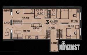 3-к квартира, вторичка, 75м2, 7/9 этаж