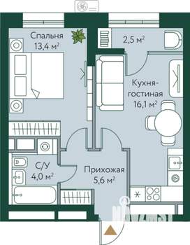 1-к квартира, вторичка, 42м2, 11/24 этаж