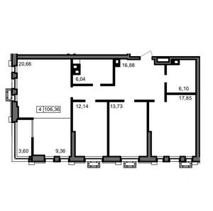 4-к квартира, вторичка, 106м2, 5/23 этаж