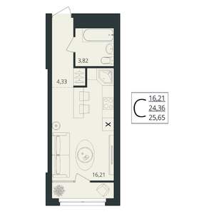 Студия квартира, вторичка, 26м2, 2/17 этаж