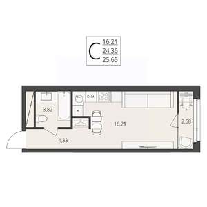 Студия квартира, вторичка, 26м2, 9/17 этаж