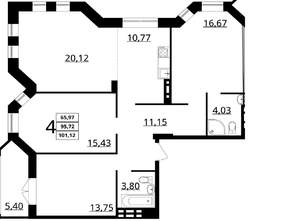 4-к квартира, вторичка, 101м2, 3/7 этаж