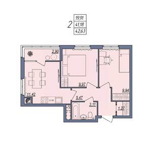 2-к квартира, вторичка, 43м2, 3/10 этаж