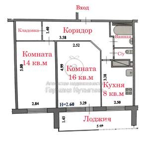 2-к квартира, вторичка, 54м2, 8/9 этаж