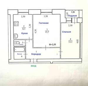 2-к квартира, вторичка, 48м2, 7/9 этаж