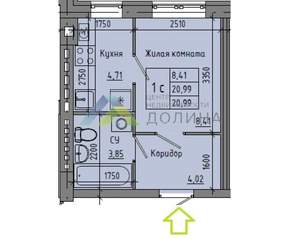 1-к квартира, вторичка, 21м2, 5/5 этаж
