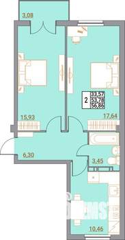 2-к квартира, вторичка, 57м2, 5/5 этаж