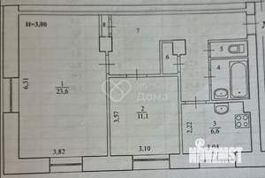 2-к квартира, вторичка, 60м2, 1/4 этаж
