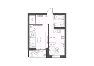 1-к квартира, строящийся дом, 37м2, 6/9 этаж