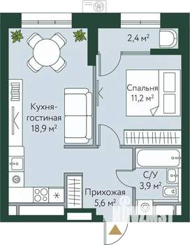 1-к квартира, вторичка, 42м2, 12/24 этаж