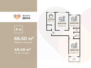 3-к квартира, вторичка, 65м2, 9/9 этаж