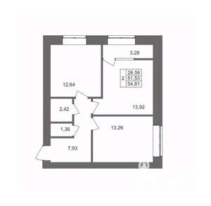 2-к квартира, вторичка, 55м2, 3/10 этаж
