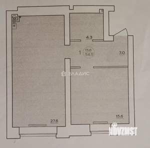 1-к квартира, вторичка, 55м2, 2/7 этаж