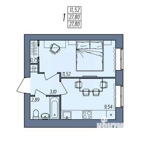 1-к квартира, вторичка, 28м2, 3/8 этаж