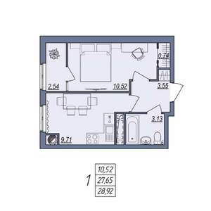 1-к квартира, вторичка, 29м2, 8/10 этаж