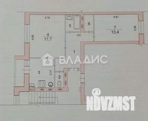 2-к квартира, вторичка, 54м2, 4/5 этаж