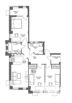 Студия квартира, вторичка, 100м2, 6/10 этаж