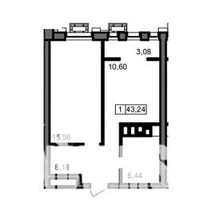 1-к квартира, вторичка, 43м2, 13/23 этаж