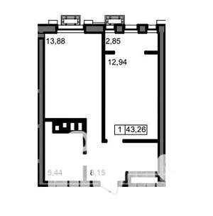 1-к квартира, вторичка, 43м2, 19/23 этаж