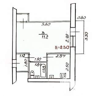 1-к квартира, вторичка, 30м2, 3/5 этаж