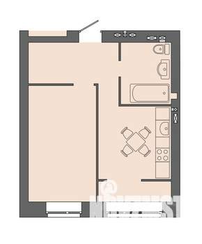 1-к квартира, строящийся дом, 40м2, 8/9 этаж
