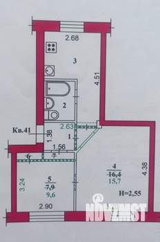 2-к квартира, вторичка, 40м2, 1/5 этаж