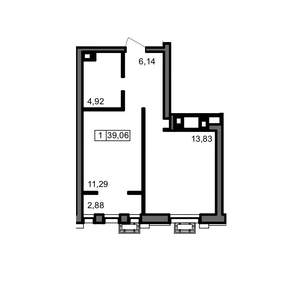 1-к квартира, вторичка, 39м2, 3/23 этаж